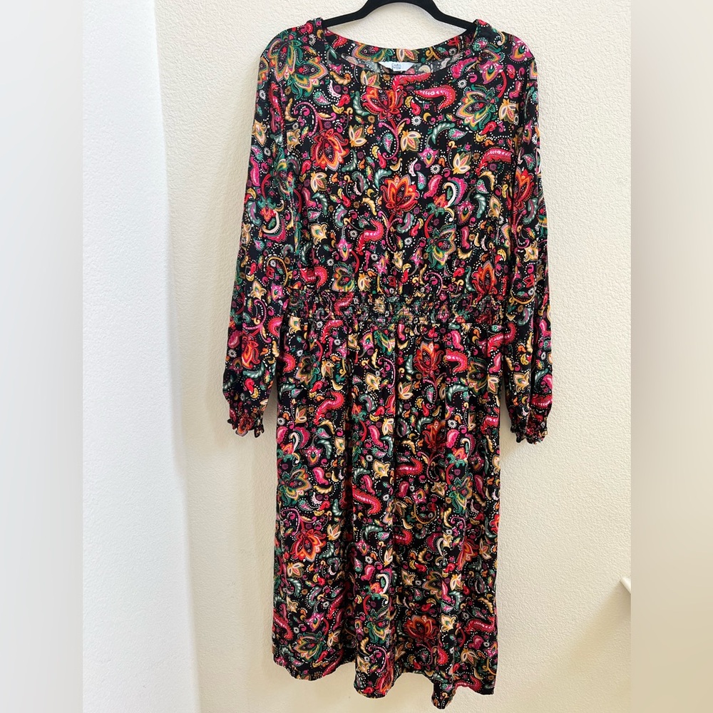 54. CROFT & BARROW MULTICOLOR LONG SLEEVES MAXI DRESS 1X
